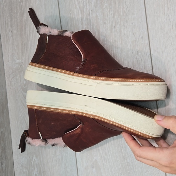 Toms Women Ankle Leo Paxton faux fur Leather Boots sneakers shoes sz 9 - Picture 10 of 13